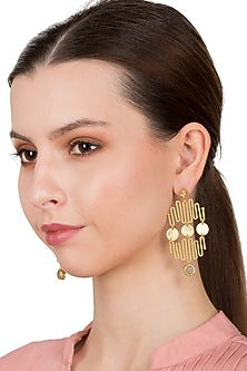 Gold Finish Yellow Aquamarine Dangler Earrings