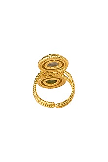 Gold Plated Yellow Rainbow Moonstone Ring