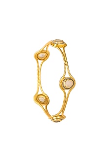 Gold Plated Yellow Rainbow Moonstone Bangle