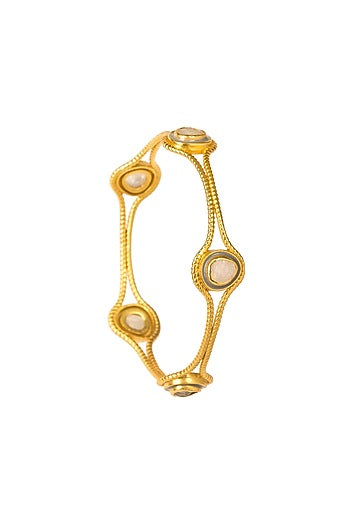 Gold Plated Yellow Rainbow Moonstone Bangle