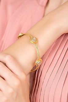 Gold Plated Yellow Rainbow Moonstone Bangle