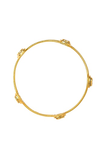 Gold Plated Yellow Rainbow Moonstone Bangle