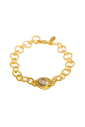 Gold Plated Rainbow Moonstone Link Bracelet