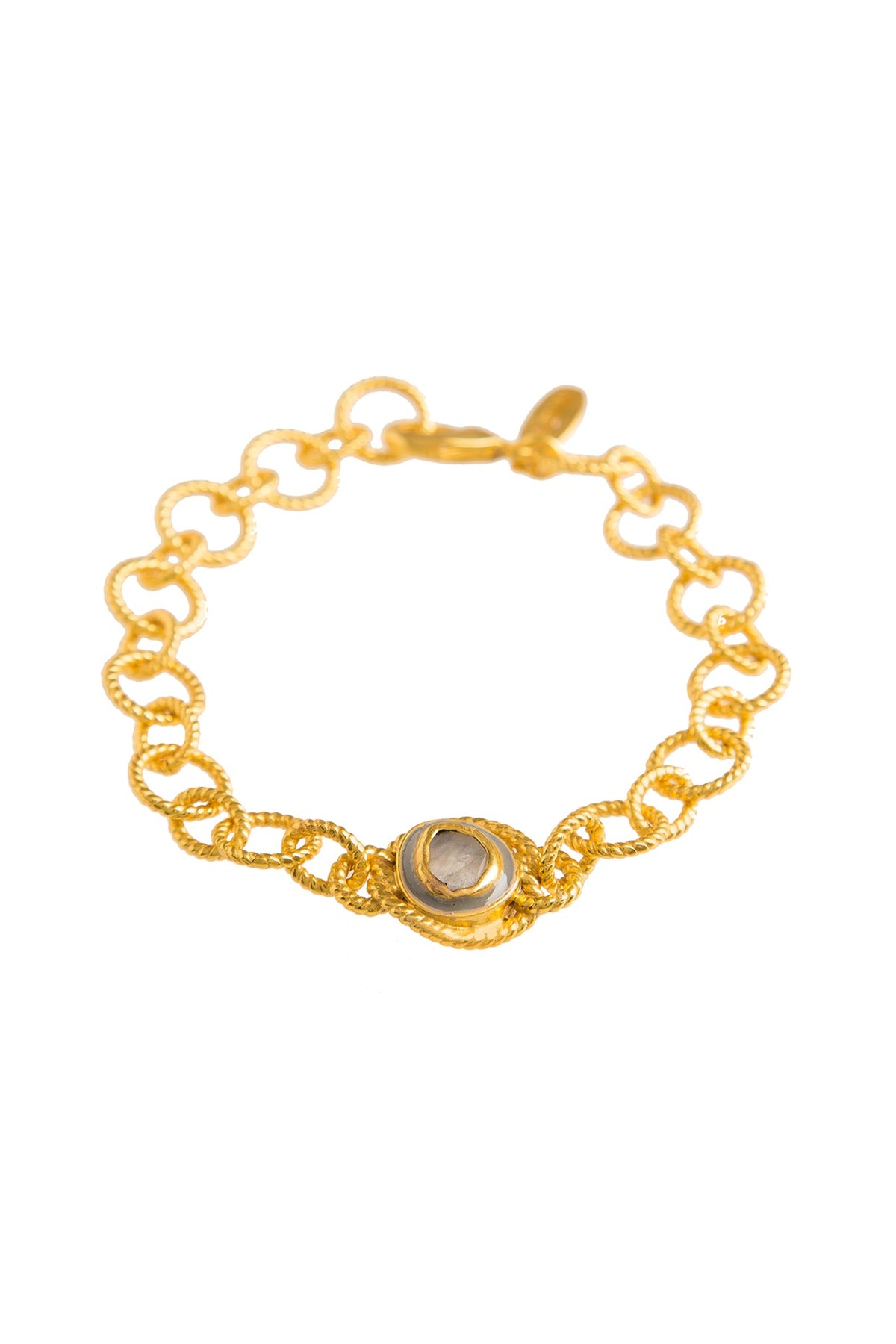 Gold Plated Rainbow Moonstone Link Bracelet