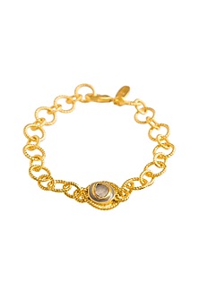 Gold Plated Rainbow Moonstone Link Bracelet