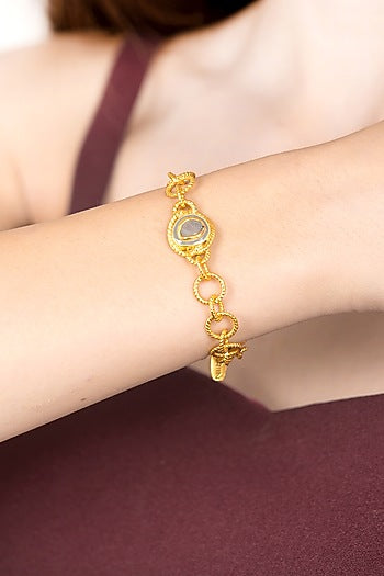 Gold Plated Rainbow Moonstone Link Bracelet