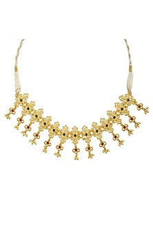 Gold Plated Blue & Red Cubic Zirconia Choker Necklace