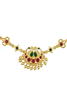 Gold Plated Emerald Green & Ruby Red Cubic Zirconia Choker Necklace