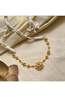 Gold Plated Emerald Green & Ruby Red Cubic Zirconia Choker Necklace