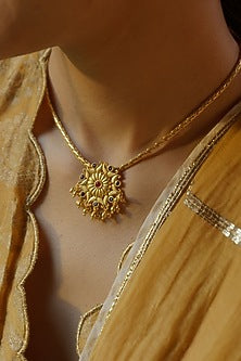 Gold Plated Blue & Red Cubic Zirconia Pendant Necklace