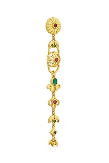 Gold Plated Cubic Zirconia Floral Dangler Earrings