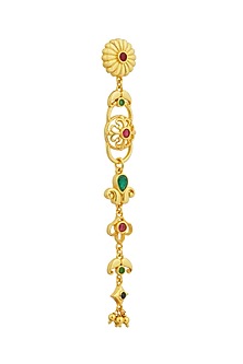 Gold Plated Cubic Zirconia Floral Dangler Earrings