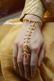 Gold Plated Cubic Zirconia Hathphool