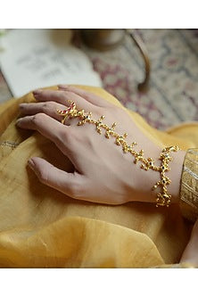 Gold Plated Cubic Zirconia Hathphool