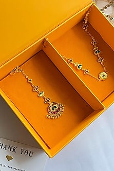 Gold Plated Cubic Zirconia Maangtikka & Mathapatti Gift Box (Set Of 2)