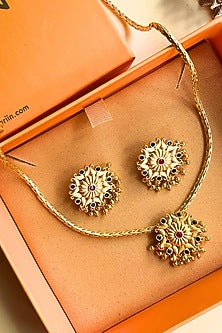 Gold Plated Cubic Zirconia Pendant Necklace Gift Box (Set Of 3)