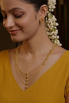 Gold Plated Cubic Zirconia Layered Necklace Gift Box (Set Of 3)