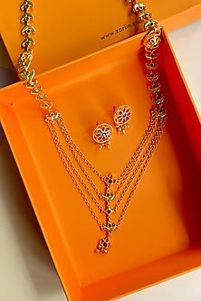 Gold Plated Cubic Zirconia Layered Necklace Gift Box (Set Of 3)
