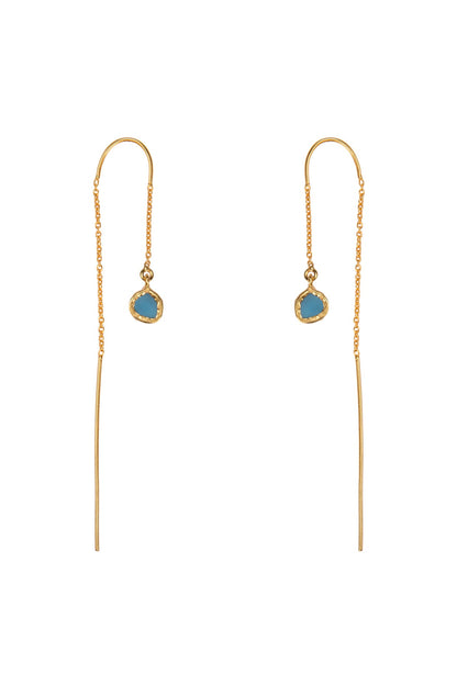 Gold Plated Earrings With Blue Topaz Stone