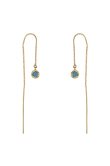 Gold Plated Earrings With Blue Topaz Stone