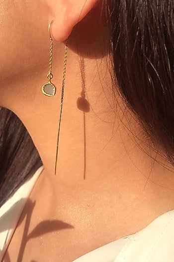 Gold Plated Earrings With Blue Topaz Stone