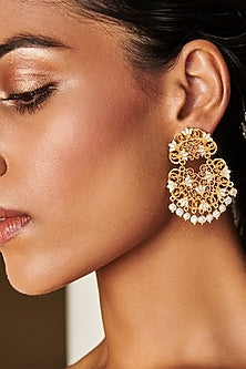 Gold Plated Pearl Drop Earrings