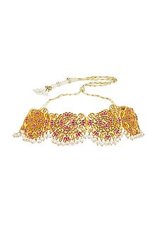 Gold Plated Lotus Motif Choker Necklace