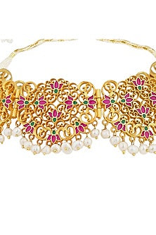 Gold Plated Lotus Motif Choker Necklace
