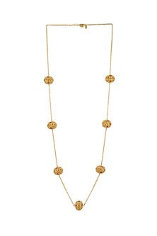 Gold Plated Beads & Pearl Long Necklace