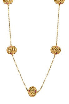 Gold Plated Beads & Pearl Long Necklace