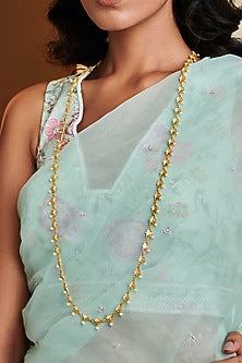 Gold Plated Long Necklace With Pearls