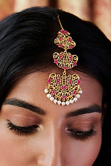Gold Plated Pearl Maang Tikka