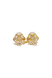Gold Plated Pearl & Enamel Open Ring