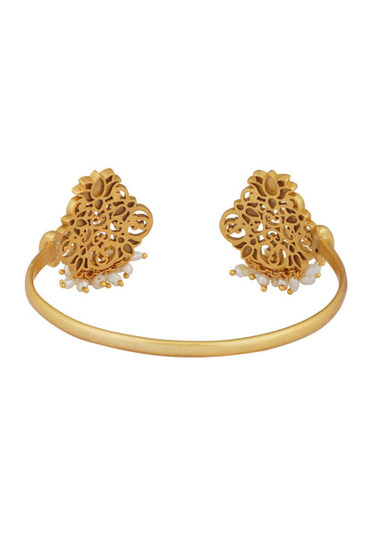 Gold Plated Pearl & Enamel Cuff Bracelet