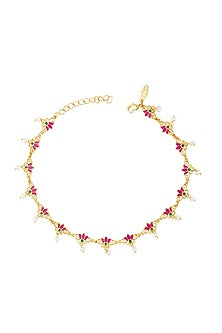 Gold Plated Pearl Anklets