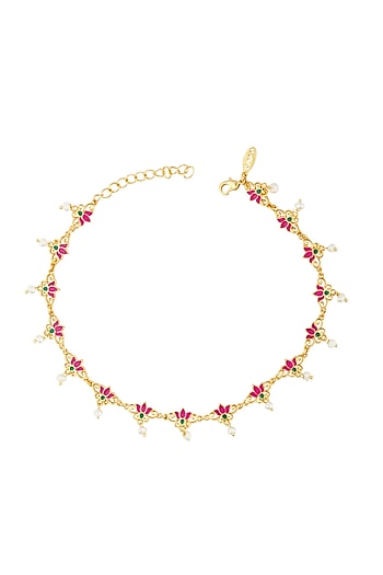 Gold Plated Pearl Anklets