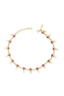 Gold Plated Pearl Anklets
