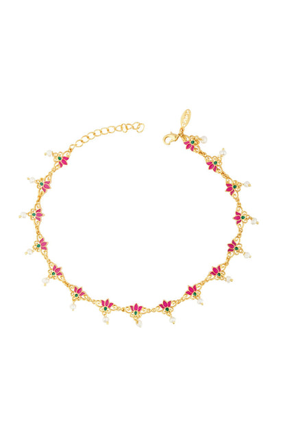 Gold Plated Pearl Anklets