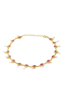 Gold Plated Pearl Anklets