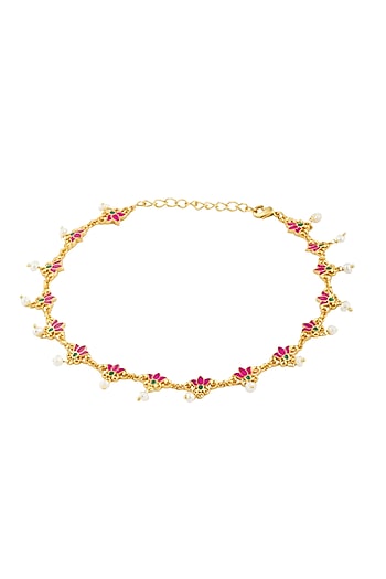 Gold Plated Pearl Anklets