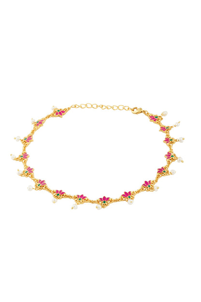 Gold Plated Pearl Anklets