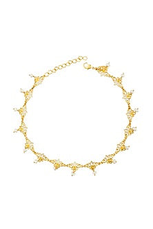Gold Plated Pearl & Enamel Anklet