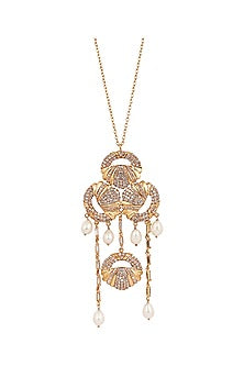 Rose Gold Finish CZ Long Necklace