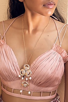 Rose Gold Finish CZ Long Necklace