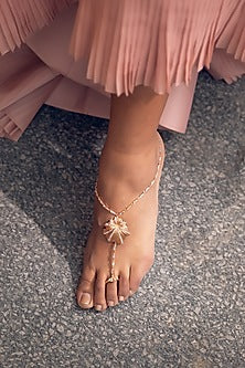 Rose Gold Finish CZ Anklet