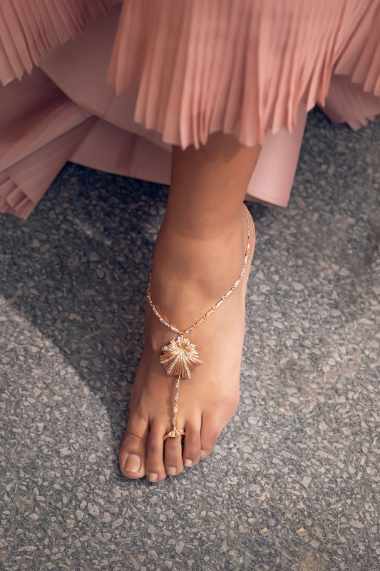 Rose Gold Finish CZ Anklet