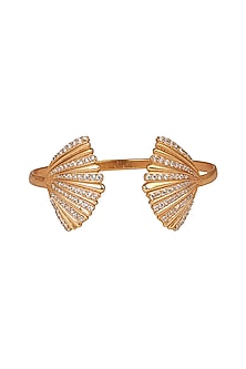 Rose Gold Finish CZ Handcuff Bangle