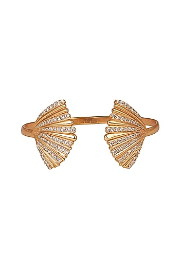 Rose Gold Finish CZ Handcuff Bangle