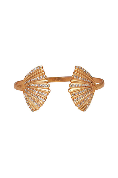 Rose Gold Finish CZ Handcuff Bangle