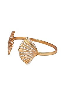 Rose Gold Finish CZ Handcuff Bangle